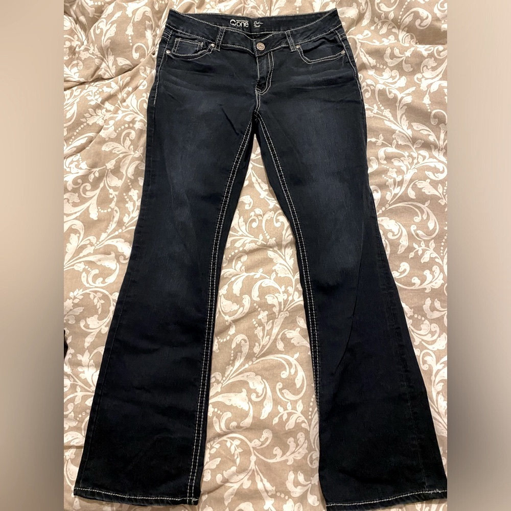 Warehouse One Elena Gilbert Style Y2K Bootcut Dark Blue Women's Jeans (32)